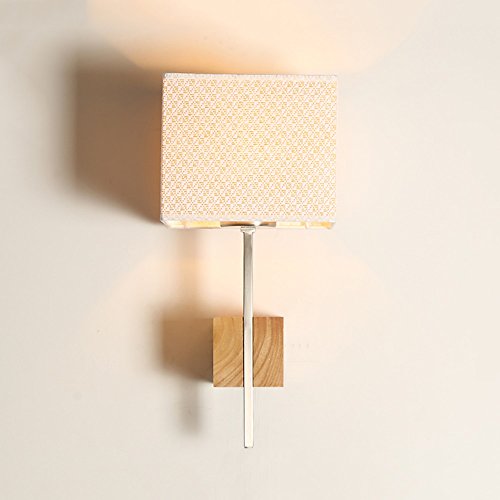 Preisvergleich Produktbild Pointhx Einfache moderne Nachttisch Wandleuchte Massivholz LED Wand Spotlights Wohnzimmer Gang Balkon Tuch Lampenschirm Wandleuchten Schlafzimmer Lagerraum E27 Wandbeleuchtung