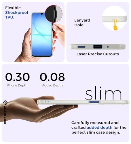 Image of Golden Sand Rugged Frosted Matte Back Cover for Samsung Galaxy A17 5G | Semi-Transparent Anti-Slip Case with Shock Protection & Raised Camera Guard (Moonlight Grey)