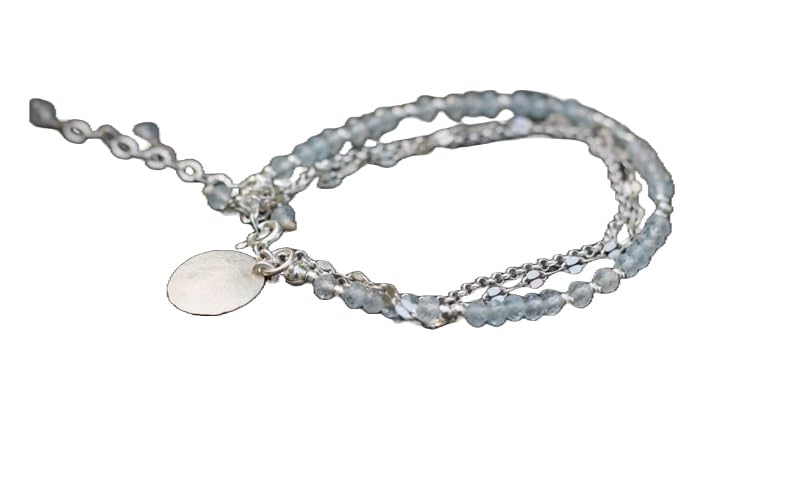 Bracelet aigue-marine 2mm minimaliste, bijou quotidien LKBEADS