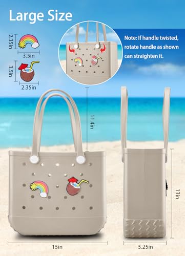 Beach Bag Rubber Tote Bag - Waterproof Travel Bag for Women Washable Tote Bag Handbag for Sports Beach Market Pool3
