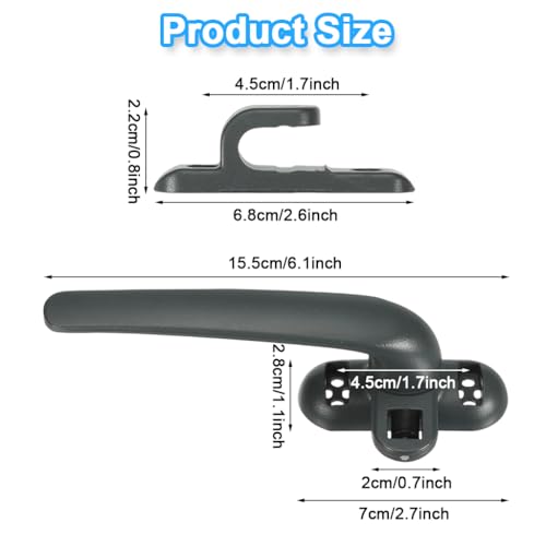 Image of HASTHIP Aluminum Alloy Casement Window Lock Kit with Left Handle Replacement Aluminium Window Handle (Grey Pack of 1)