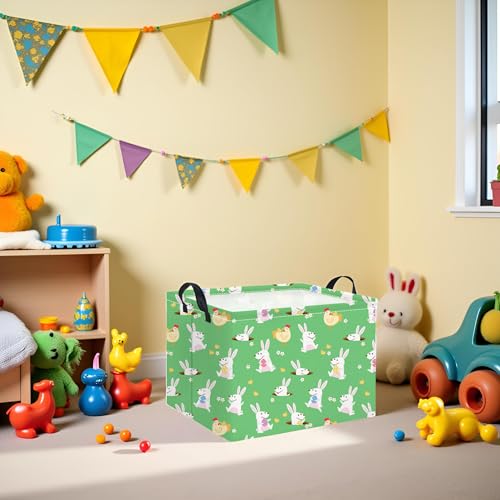 Image of Rectangular Easter Basket for Kids Baby Easter Basket for Boys and Girls Cute Toy Storage Organizer Bin Box Room Decor(Cute Easter Basket)
