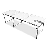 MERMONT キャンプテーブル コンパクト 折り畳み 軽量 高さ調整 アウトドアテーブル キャンプテーブル アルミテーブル アウトドア バーベキュー 釣り （180×60cm,ホワイト） A61C001