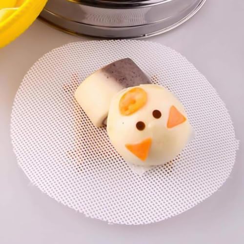 8Pcs Silicone Steamer Mesh Mat, Non-Stick Round Bamboo Steamer Liners, Reusable Dumplings Buns Mat Steamed Pad Baking Pastry Dim Sum Mesh（25cm * 25cm & 15 * 15cm）
