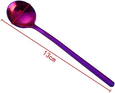 Spoons Electroplated Stainless Steel Coffee Spoon Can Be Used for Dining Table, Coffee Shop, Long Handle Teaspoon Hot Drink Tableware Size: 3 * 13cm (Color : D) (E)