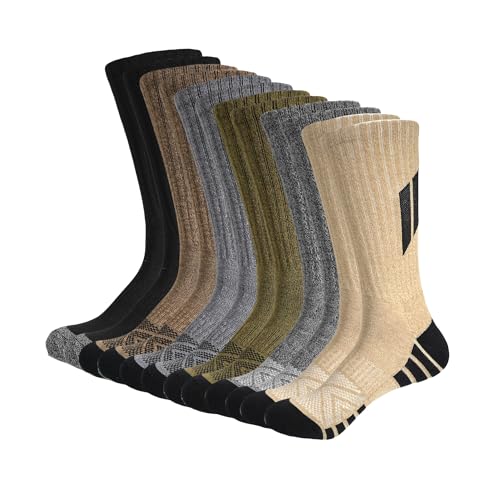 Men's Cotton Crew Work Socks, 6 Pair Cushioned Boot Socks for Hiking, Sports & Running Moisture Wicking Athletic Socks