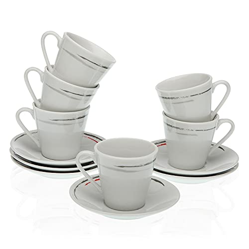 Versa, set 6 tazas café con plato briss, linea servicio de mesa, tazas