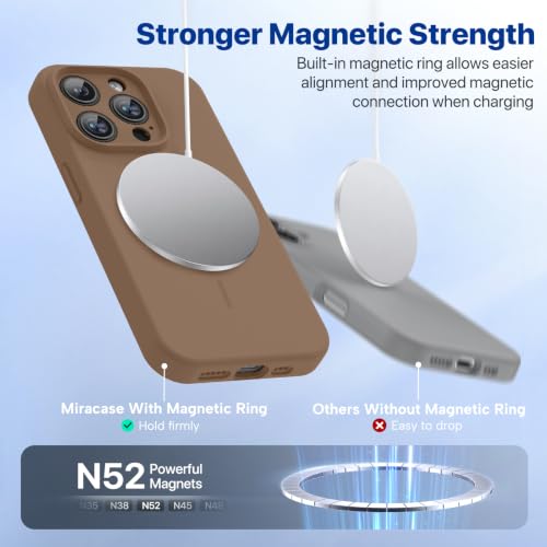 Image of Miracase Silicone & Magnetic for iPhone 15 Pro Max Case, Chocolate