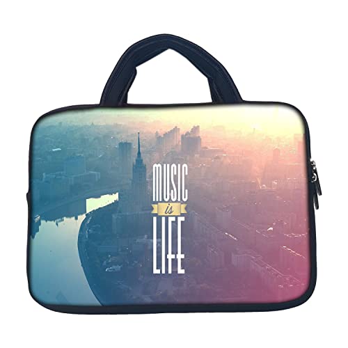 Image of TheSkinMantra Chain Laptop Sleeve Bag Compatible with Laptop /Macbooks /Chrombook /Notebook /Zbook (15.6 Inch (Handle), Music is Life)