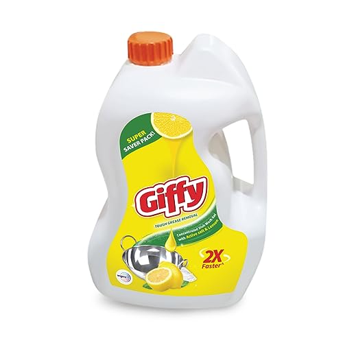 Image of Giffy Liquid Dish Wash Gel 5L with Active Salt & Lemon| 50% More Effective| Tough Grease Removal & Natural Fragrance| Removes Odour| Easy Lather & Rinse Off| Leaves No White Residues| Hand-Safe