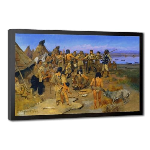 Impression sur toile Lewis et Clark de Charles M. Russell 20x30 cm pour bureau