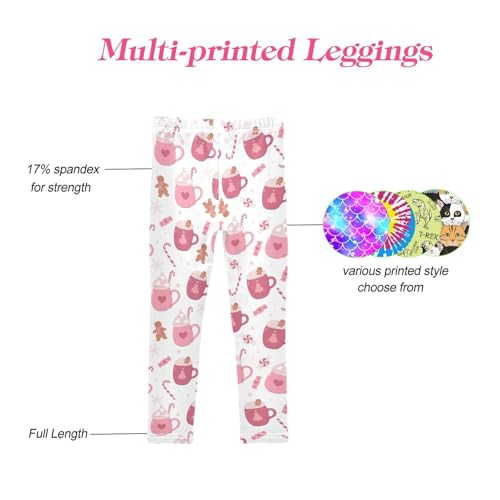 CaTaKu Girls Leggings Gingerbread Cane Cups Leggings for Girls Kids Athletic Workout Yoga Pants Size 4-10T4