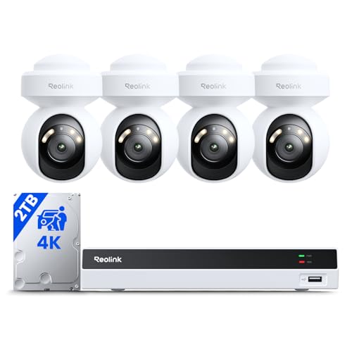 Reolink 4K Security Camera System with PT Auto-Tracking, 355°Pan 50°Tilt, 4K PoE Cameras Home Surveillance Wired Outdoor, Smart AI Detection, Spotlights & 2-Way Talk, 8CH NVR 2TB HDD, RLK8-800PT4