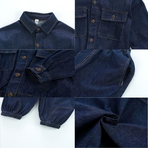 Boys' Long Sleeve Denim Trucker Snap Button Down Jacket Jeans Suits2