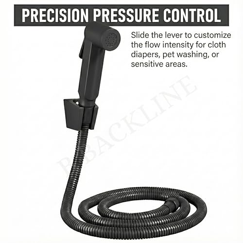 Image of B Backline Jet Spray Pipe for Toilet | High Pressure Health Faucet for Toilets | Jet Spray with 1.2 Mtr Flexible Hose Pipe and Wall Hook | Water Saving Nozzle (Black Matt)
