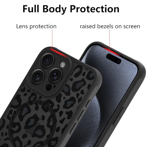 Image of KANGHAR Case for iPhone 15 Pro Phone Case Leopard Printed Pattern | Cute Cheetah [Compatible with Magsafe] Protective Magnetic Case for Girls Women Men 6.1 inch