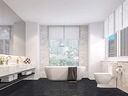 Lucida Surfaces Luxury Vinyl Flooring Tiles-Interlocking Flooring For Diy Installation-8 Stone-Look Planks-Nero Marquina-Terracore-16 Sq. Feet, Box Of 8 Tiles #TOP4