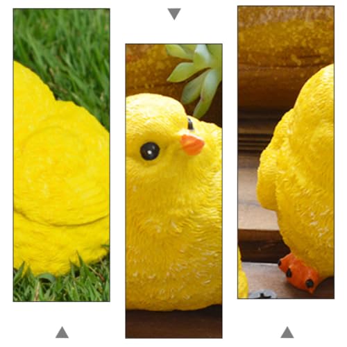 Adornos de pollito de resina (6 pzas) para decoración realista de jardín y patio 7