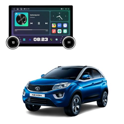 Automobile Villa 10.1 inch Diamond 2K Series Car Android 13 TS 18 Processor Stereo for TATA NEXON Touch Screen 4 64 4G WiFi GPS Navigation Bluetooth DSP Band with Dual Rotary Knob