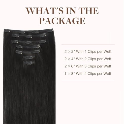 Image of GOO GOO Clip in Hair Extensions Real Human Hair Black Remy Extensions
