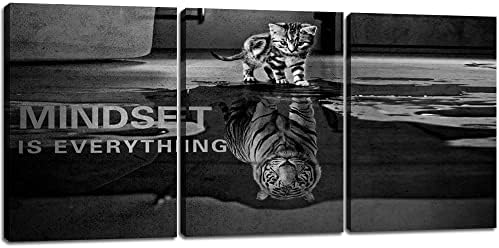 Amazon.com: 3 Panels Mindset is Everything Motivational Canvas Wall Art ...