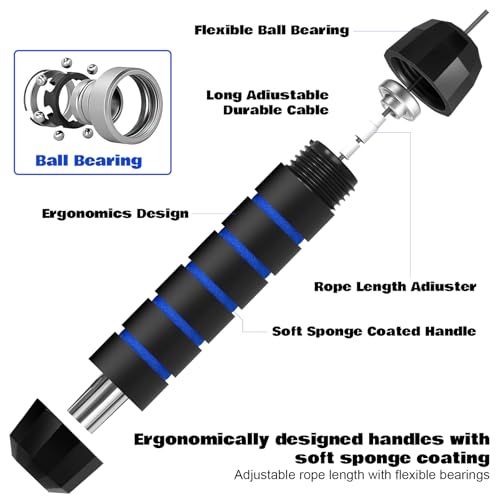 Image of Vinsot Weighted Cordless Jump Rope Ropeless Jump Rope 2 in 1 Adjustable Length Skipping with Ball and Soft Handles for Women Men Adult Fitness Workouts Exercise Training(Blue)