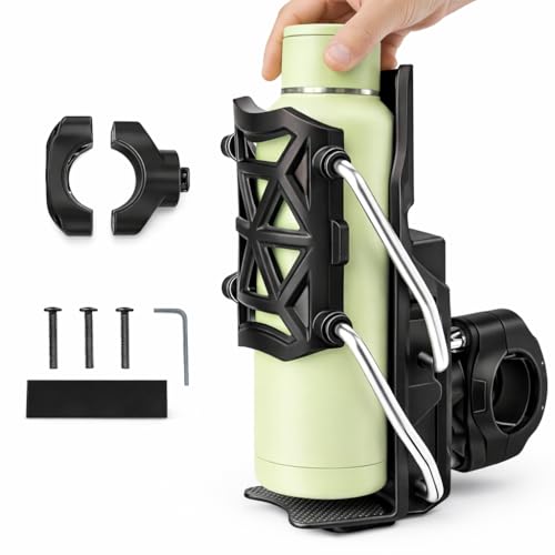 Image of Yobbo Bike Cup Holder, Motorcycle Water Bottle Holder 360 Rotation Adjust Bicycle Handlebar Water Bottle Cages, Upgraded Expandable Design Drink Holder for Bicycle, Motorcycle, ATV