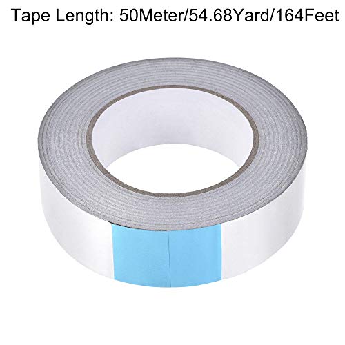 Image of uxcell Aluminum Foil Tape, 35mmx50m Self-adhesive Waterproof High Temperature Sealing Tapes for HVAC Duct Pipe Insulation