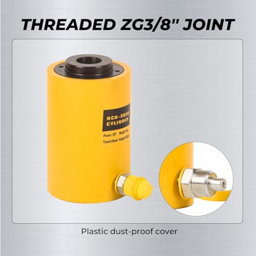 Image of 30T Hydraulic Cylinder Jack, 2 inch Stroke Single Acting Hollow Hydraulic Lifting Ram Cylinder RSC-3050 Automatically Porta Power Jack for Shipbuilding, Machinery, Construction
