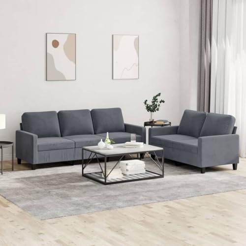 qohoio Juego de sofás con Cojines 2 Piezas Sofas de Salon sofá con Cojines Terciopelo Gris Oscuro - 3201517