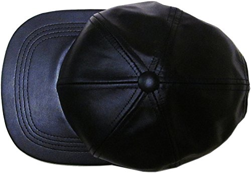 Leather-Bbcap Blk Genuine Leather Flat Bill Baseball Hat Cap - Made In Usa #TOP6