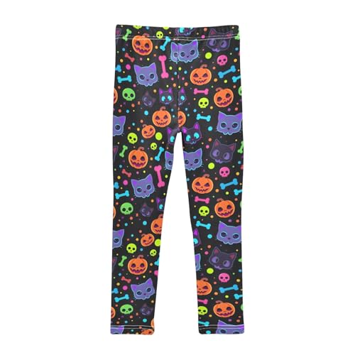 senya Girls Printed Leggings Yoga Pants Pumpkin Bone Skullbone Cat Pattern for Kids in 4t to 10 Years, 4T2