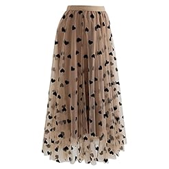 Alternative view of CHICWISH Women's 3D Posy Double-Layered Mesh Midi Skirt