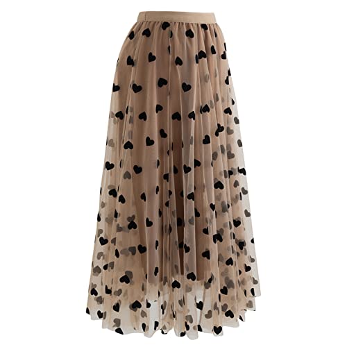 CHICWISH Women's 3D Posy Double-Layered Mesh Midi Skirt - Image 3