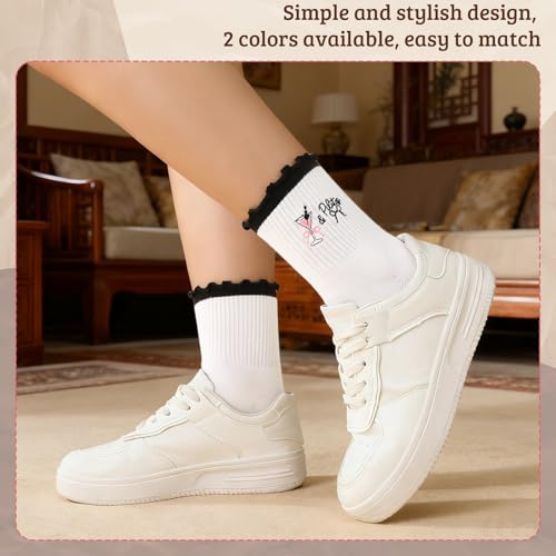 Image of Jspupifip 2 /4 /5 Pairs Womens Embroidery Non Slip Pilates Yoga Socks | Cute Grippy Crew Socks Offered Fit Barre Workout Hospital Indoor Barefoot Daily Activities For Ladies