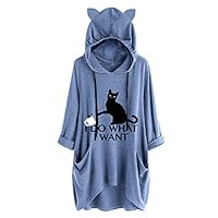 Algopix Similar Product 20 - Womens Casual Print Cat Ear Hooded