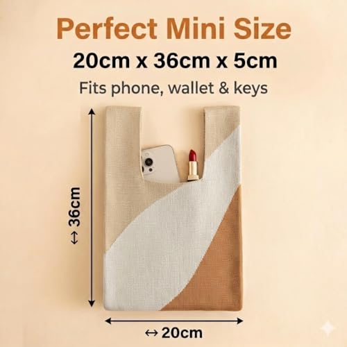 Image of Knot Bag, Mini Knit Tote Bag, Extra Thickened Japanese Knot Bag, Wristlet Handbag - 1 /2 /6 Pack