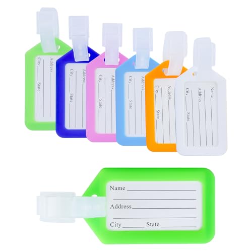 LWMLWM - 6 Pièces Étiquette de Bagage Valise Accessoires Voyage Identifier Étiquettes, Étiquettes de Bagage en Plastique Colorées pour Bagages, étiquettes de Voyage - -6%