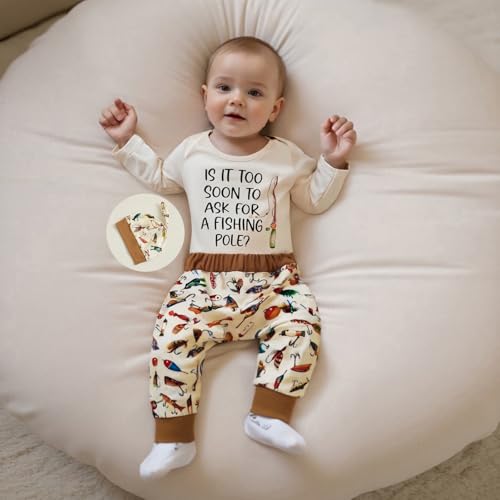 Image of Amnnchya Newborn Baby Boy Clothes Fishing Short Sleeve Romper Shirt Tops Pants Summer Spring Outfits Cute Hat Set