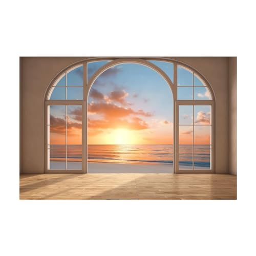Tableau mer et plage beige moderne 70x110cm non tissé sans cadre