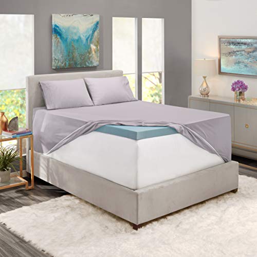 Image of Nestl Queen Bed Sheet Set - Grey Lavender - 4-Piece Extra Deep Pocket | Instantly Soft, Night-One Ready (No Wash Required). Fits Extra Deep Pockets up to 24 Inches, 360-Degree Elastic Grip