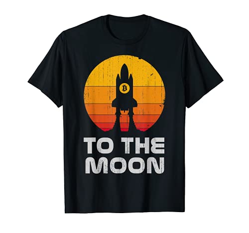 Bitcoin To The Moon BTC Rocket Crypto Currency Blockchain Maglietta
