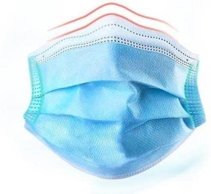 CHABBRA SURGICALS CE and FDA approved Meltblown Fabric Disposable 3-Ply Disposable Surgical Mask For kids and for Senior Citizens with Nose Pin (BLUE, Without Valve, Pack of 100)