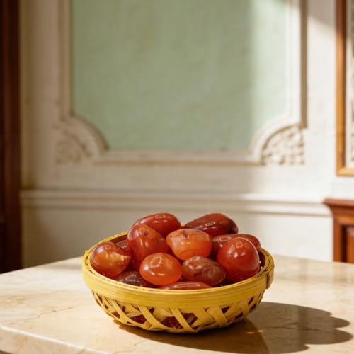 Image of Plus Value Natural Red Carnelian Crystal Pebbles Tumbled Stones for Vastu Feng Shui Aura Chakra Reiki Healing Home Office Decor Showpiece Decoration (200 Grams in Basket)