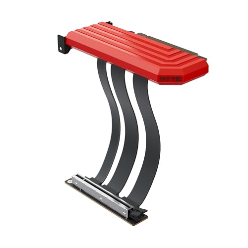 Image of Hyte PCIe 5.0 Hyper Riser - PCI Express Gen 5.0 Luxury Vertical Riser Cable with Reinforced Metal Slot for Vertically Mounted GPU - Black Cherry (Red)