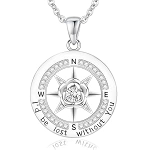 Compass necklace for women925 sterling silver necklaceid be lost without you necklace with rose box birthday birthstone jewelrychristmas gifts for womengraduation gifts for her  urban country home decor
