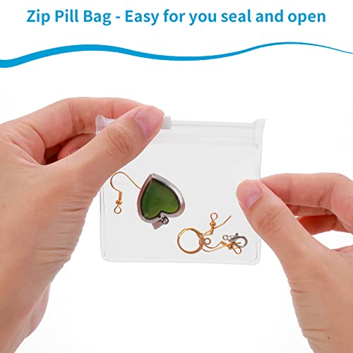 cobee Pill Pouch Bags - 3" x 2.75" Zippered Pill Pouch Set Reusable Clear Pill Pouch Baggies AM/PM Travel Medicne Organzeir Pouches Plastic Poratable Pill Vitamin Storage Holder, 12 Packs