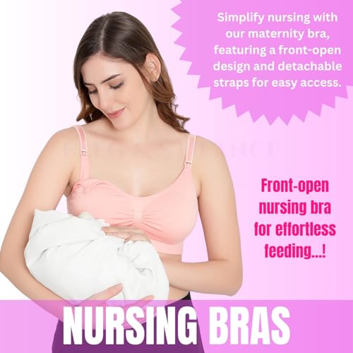 Image of ELEG & STILANCE Maternity Feeding Bra Padded Nursing Bra with Adjustable Straps Easy Baby Breastfeeding New Moms