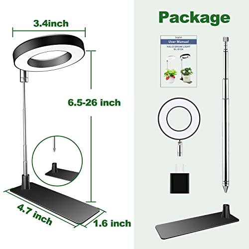 Image of Aokrean Plant Grow Light, 48LEDs Full Spectrum Grow Lights for Indoor Plants, Height Adjustable Grow Lamp with Base, 3 Optional Spectrums, 3 /9 /12Hrs, 10 Brightness, Ideal for Small Plants, 1 Pack