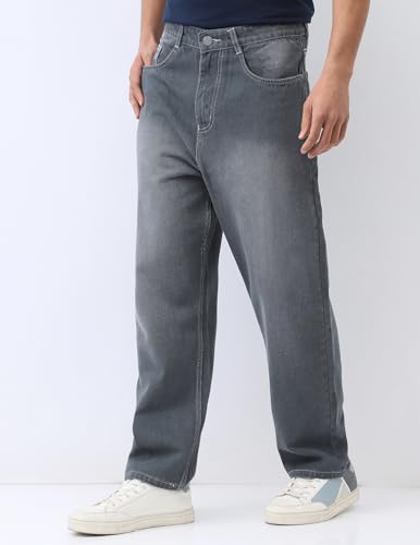 Image of Urbano Fashion Men's Loose Baggy Fit Washed Jeans Non-Stretchable
